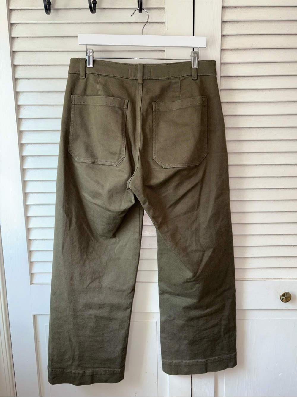 Everlane Organic Cotton Wide Leg Pants Olive Green Size 8 Regular - Picture 3 of 5